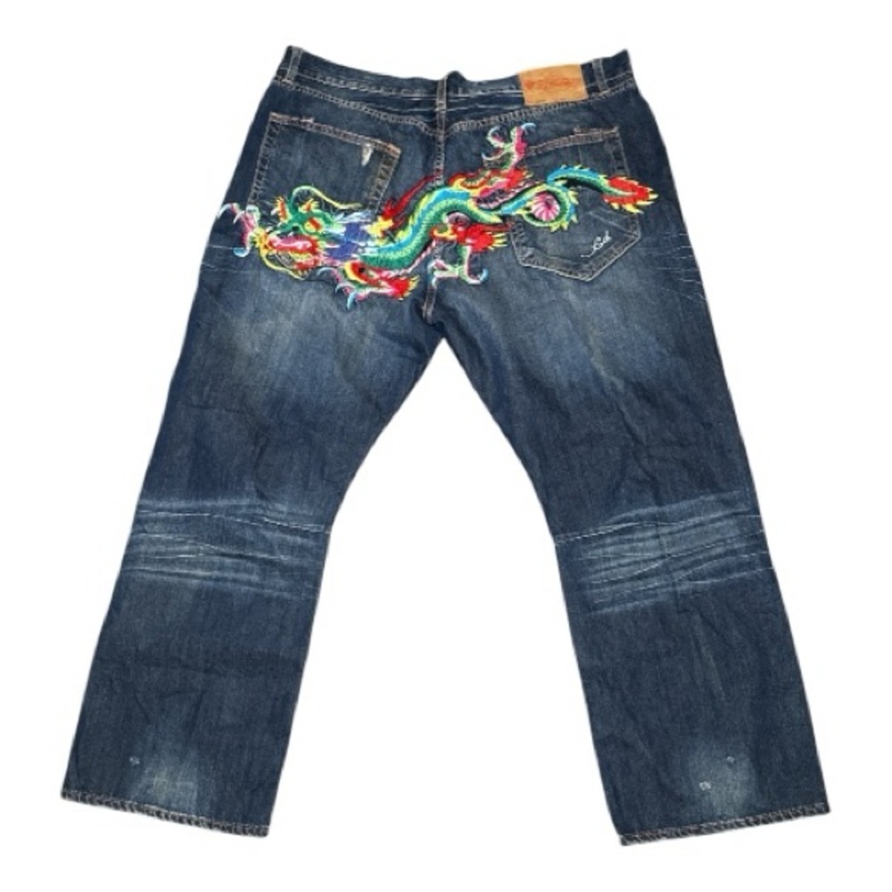Vintage Y2K Ed Hardy Dragon Baggy 44X32 Men's Jeans RARE